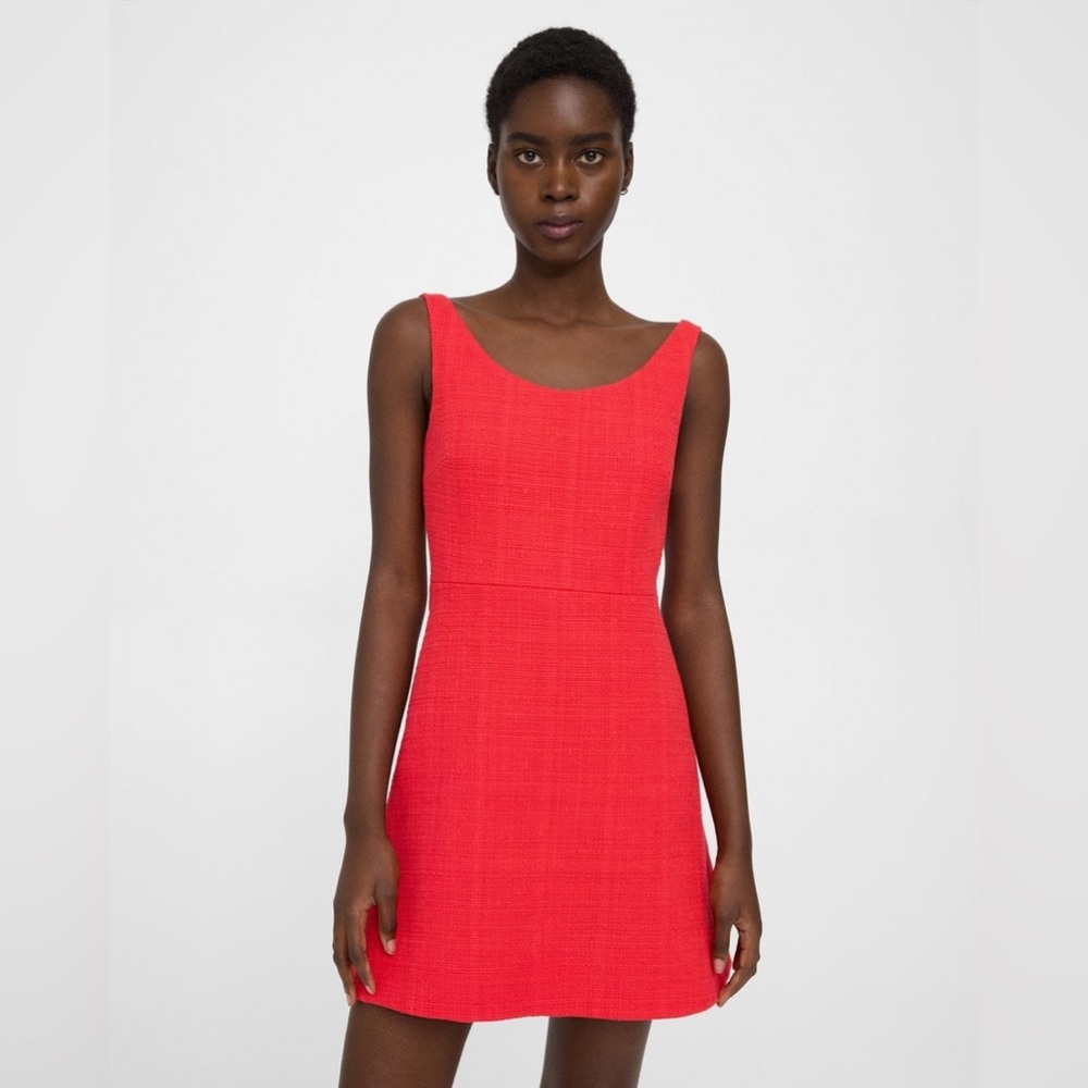 “Theory” Ballerina Neckline Mini Dress in Cotton Tweed!